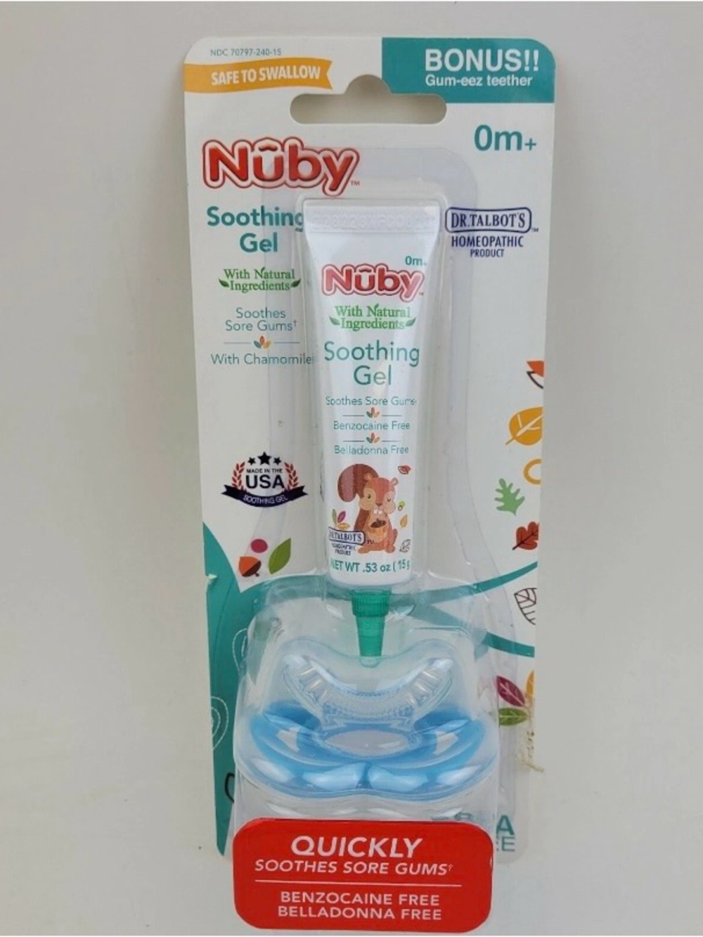 Dr. Talbot's Soothing Gel 4 Sore Gums with Gum-eez Teether Combo Nuby Teething